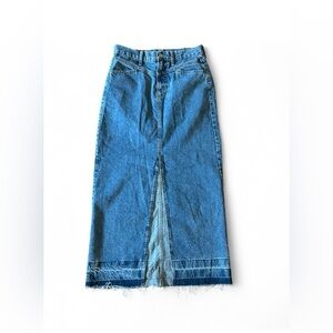 Mango Blue Denim Maxi Skirt with Slit Size Medium